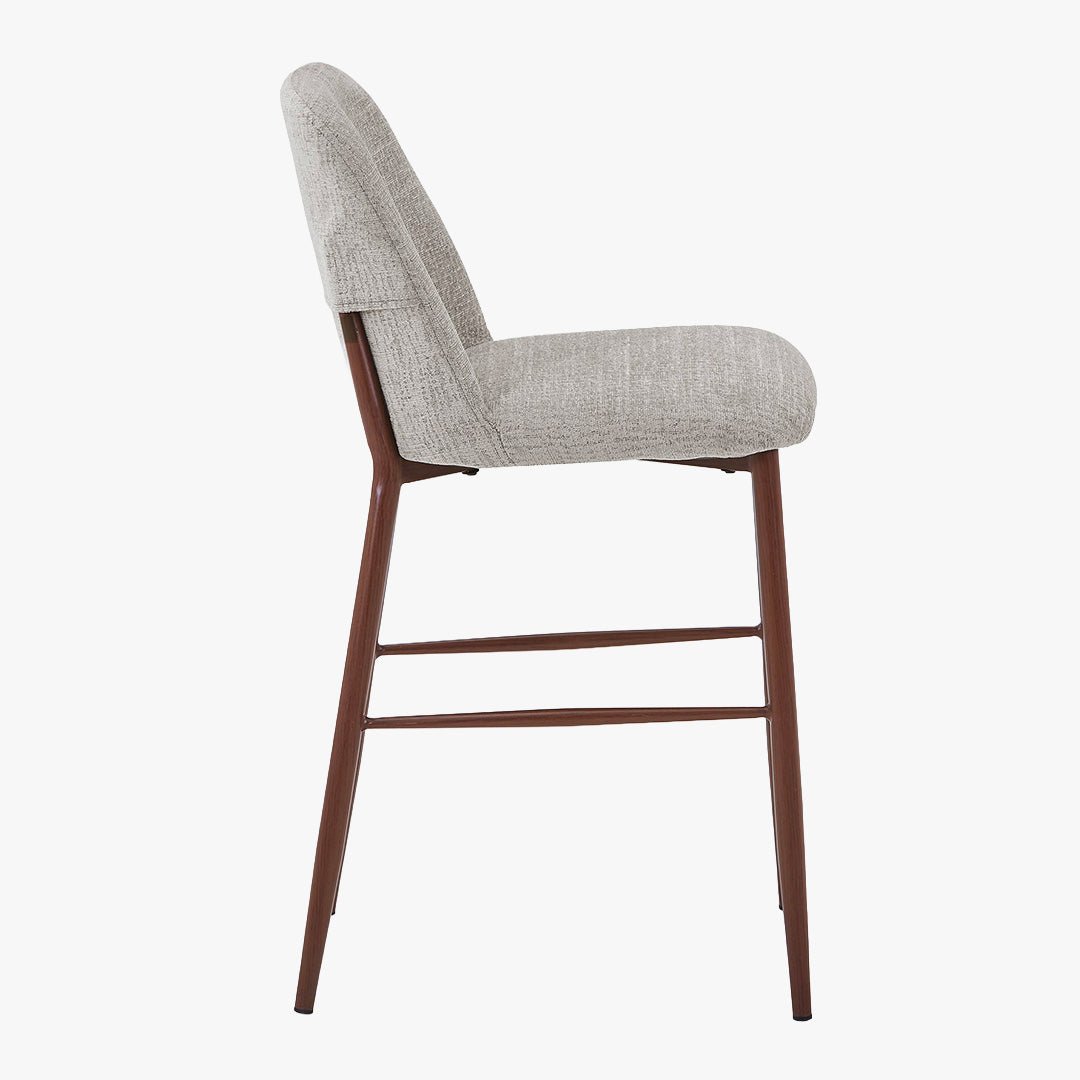 SELIA Lot de 2 tabourets en tissu taupe clair pieds couleur bois foncé