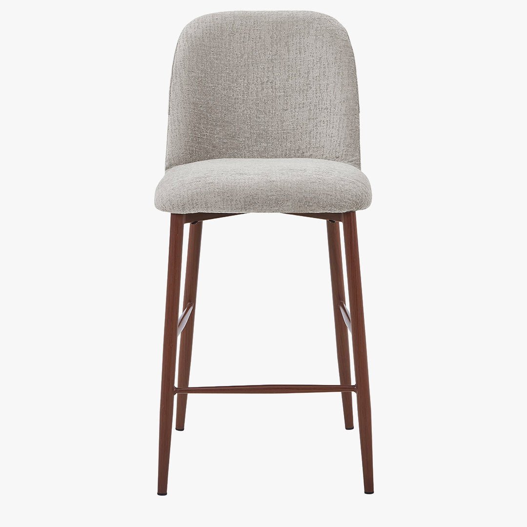 SELIA Lot de 2 tabourets en tissu taupe clair pieds couleur bois foncé