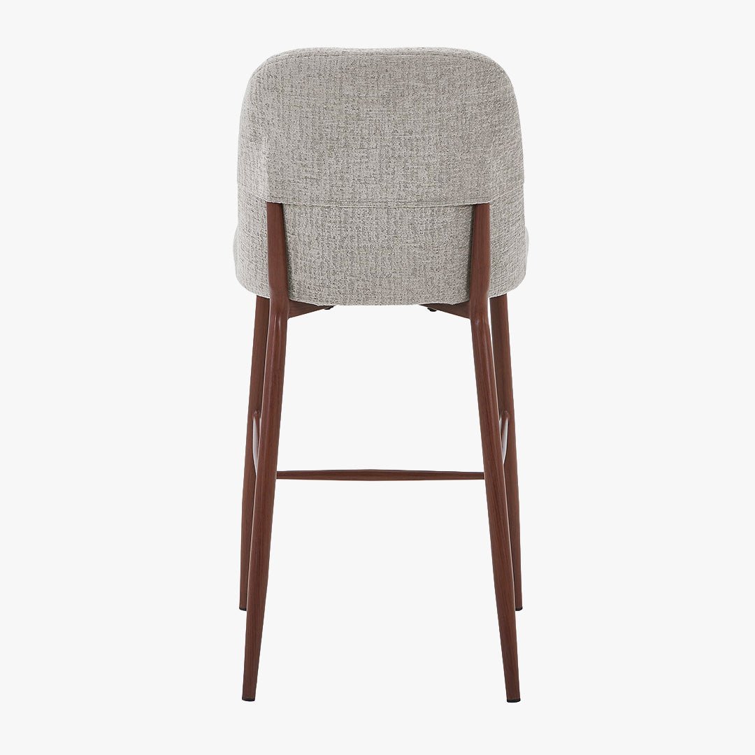 SELIA Lot de 2 tabourets en tissu taupe clair pieds couleur bois foncé