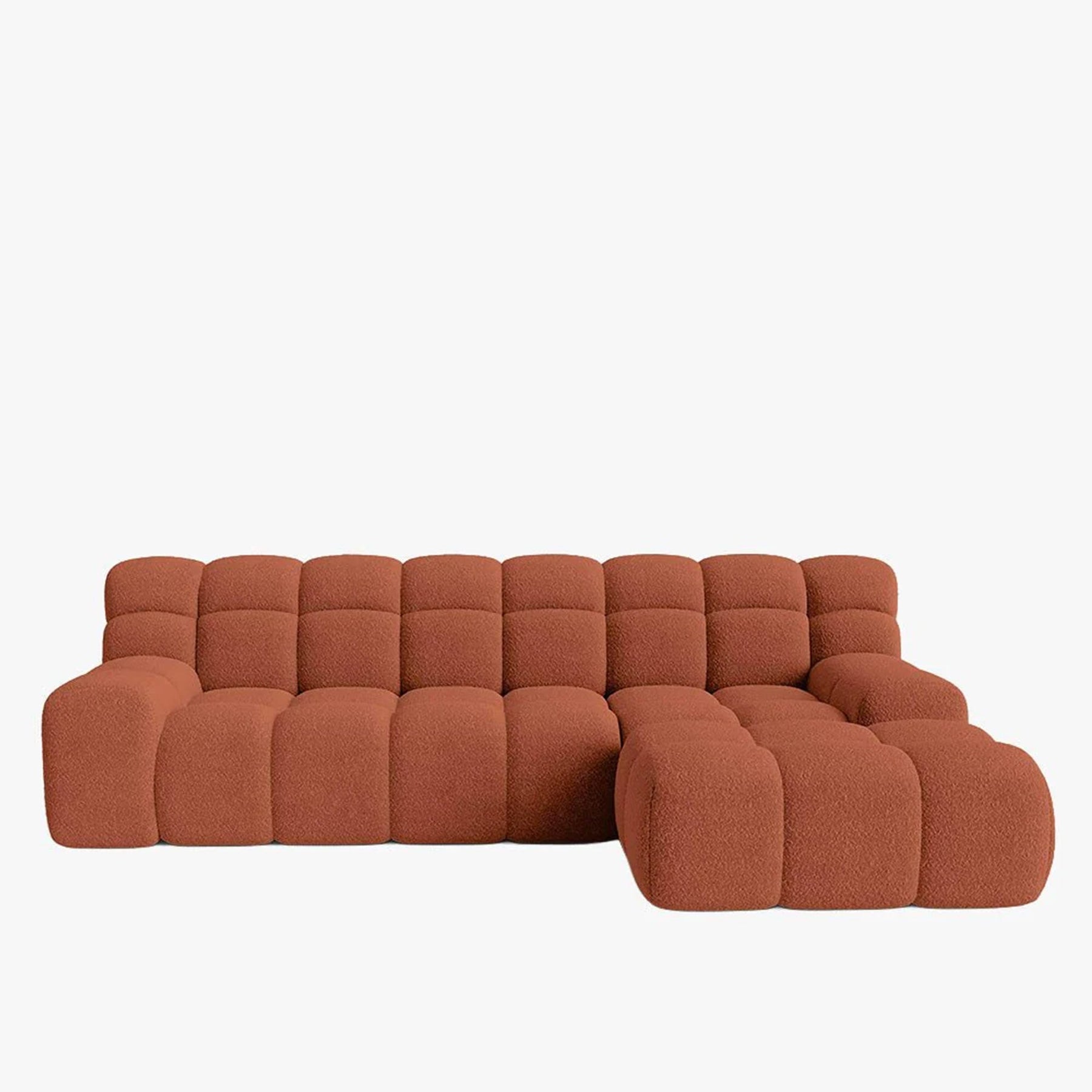 SERENA Canapé d'angle tissu bouclette orange - Angle droit