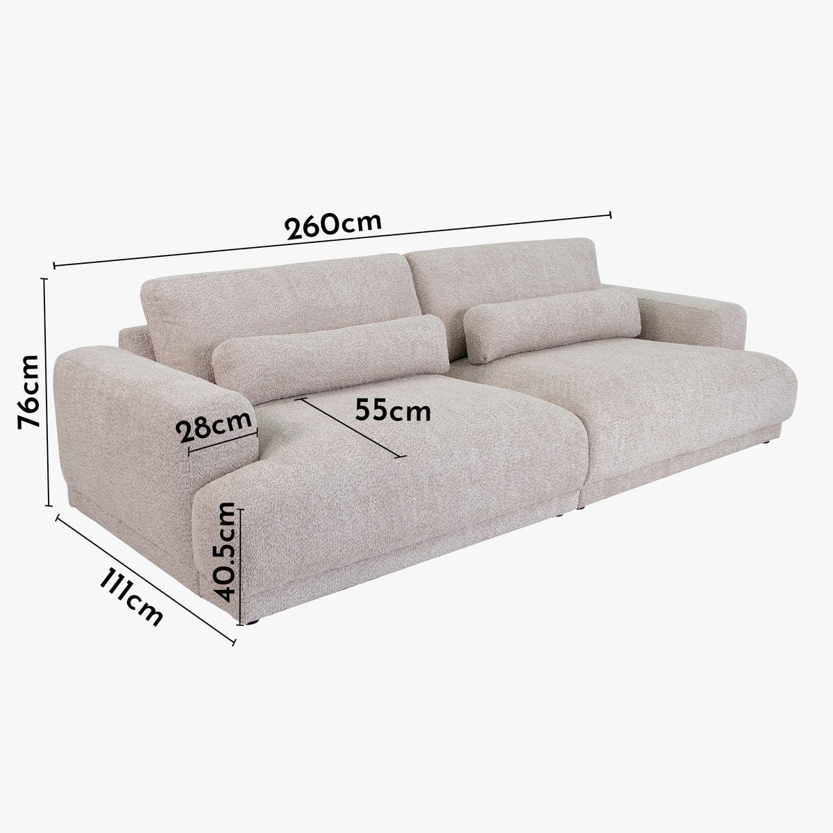 SEYA Canapé 3 places en tissu bouclette beige foncé