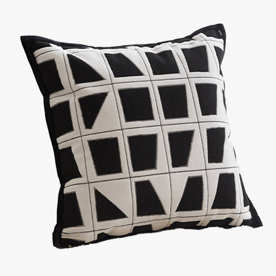 SHAYZ Coussin carré en tissu à motifs blanc et noir 45x45 cm