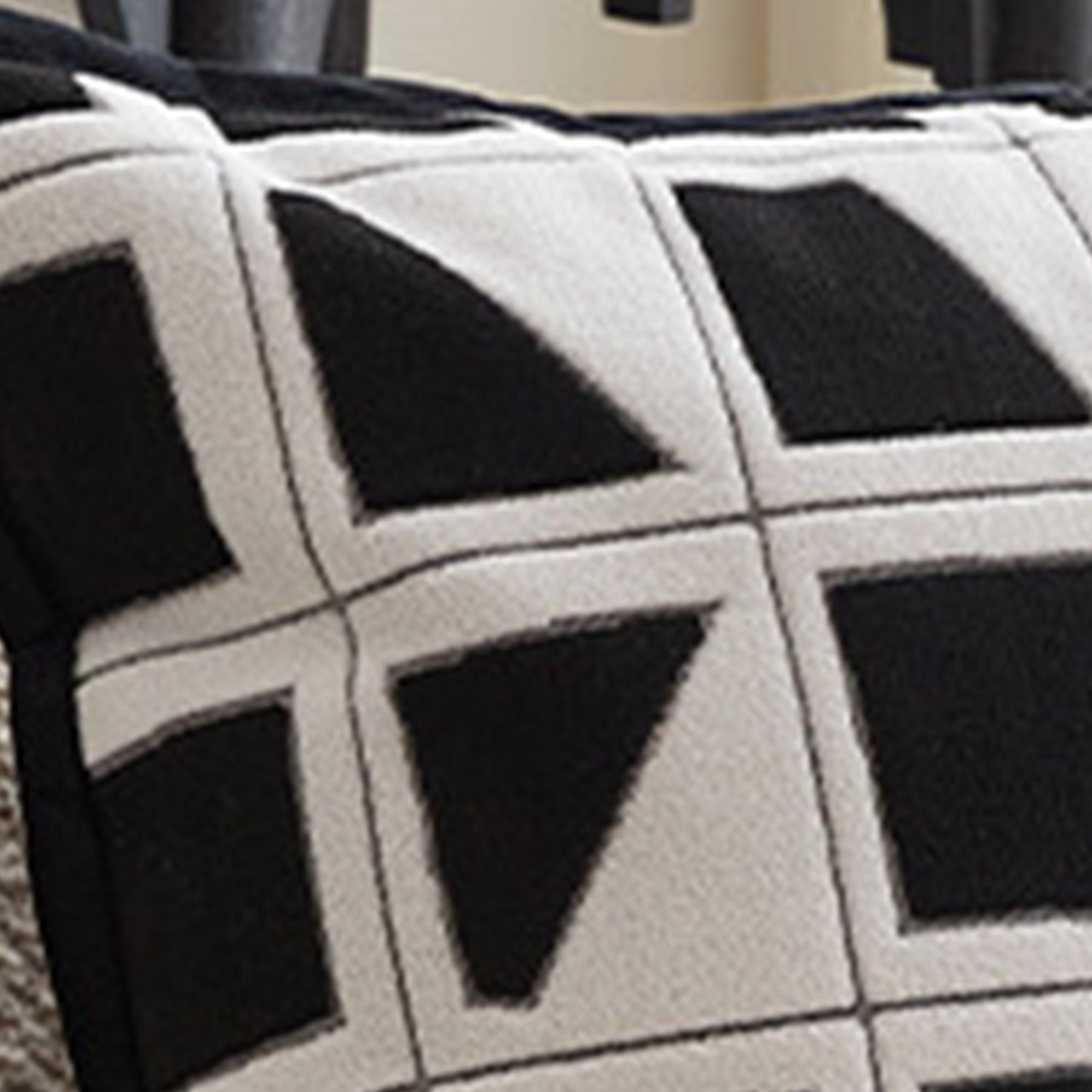 SHAYZ Coussin carré en tissu à motifs blanc et noir 45x45 cm