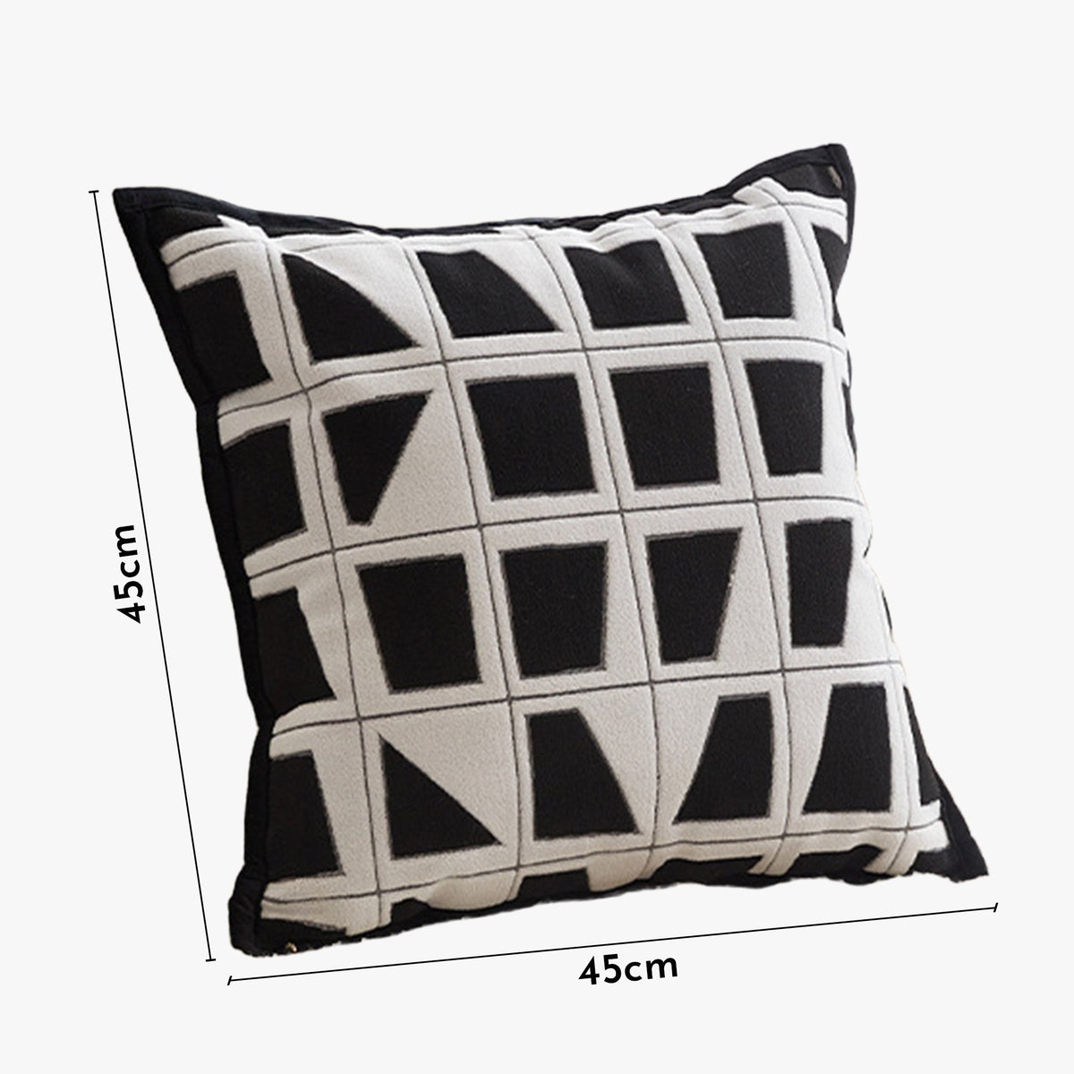SHAYZ Coussin carré en tissu à motifs blanc et noir 45x45 cm