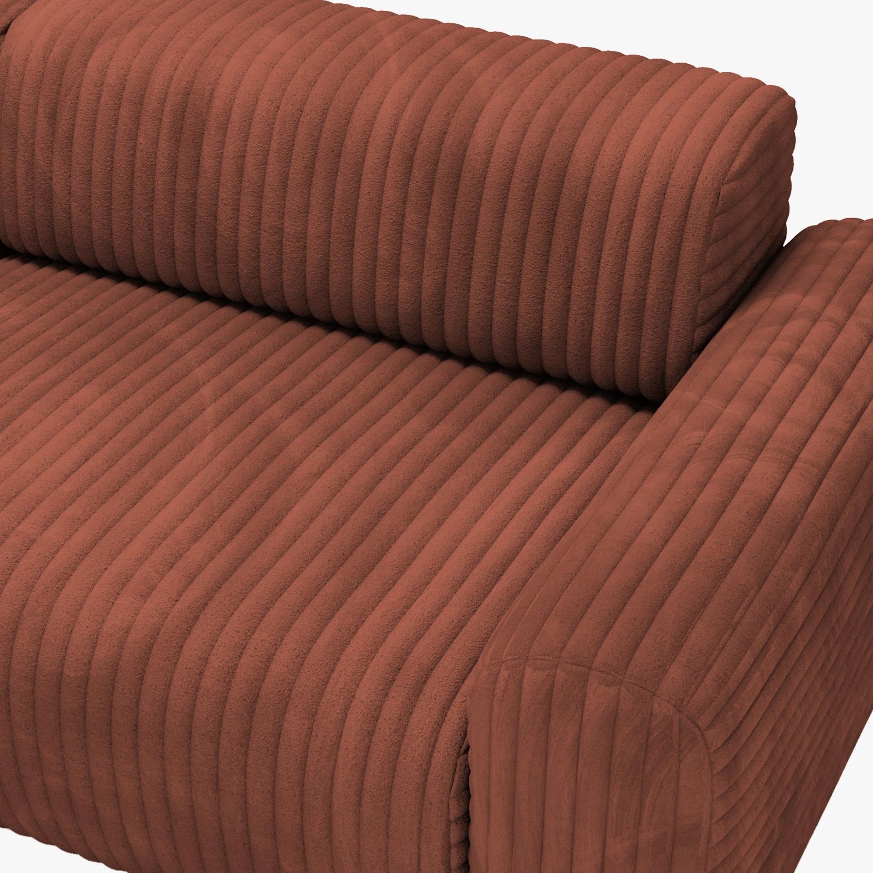 SOFIA Canapé d'angle en velours gros côtelé terracotta - Angle gauche