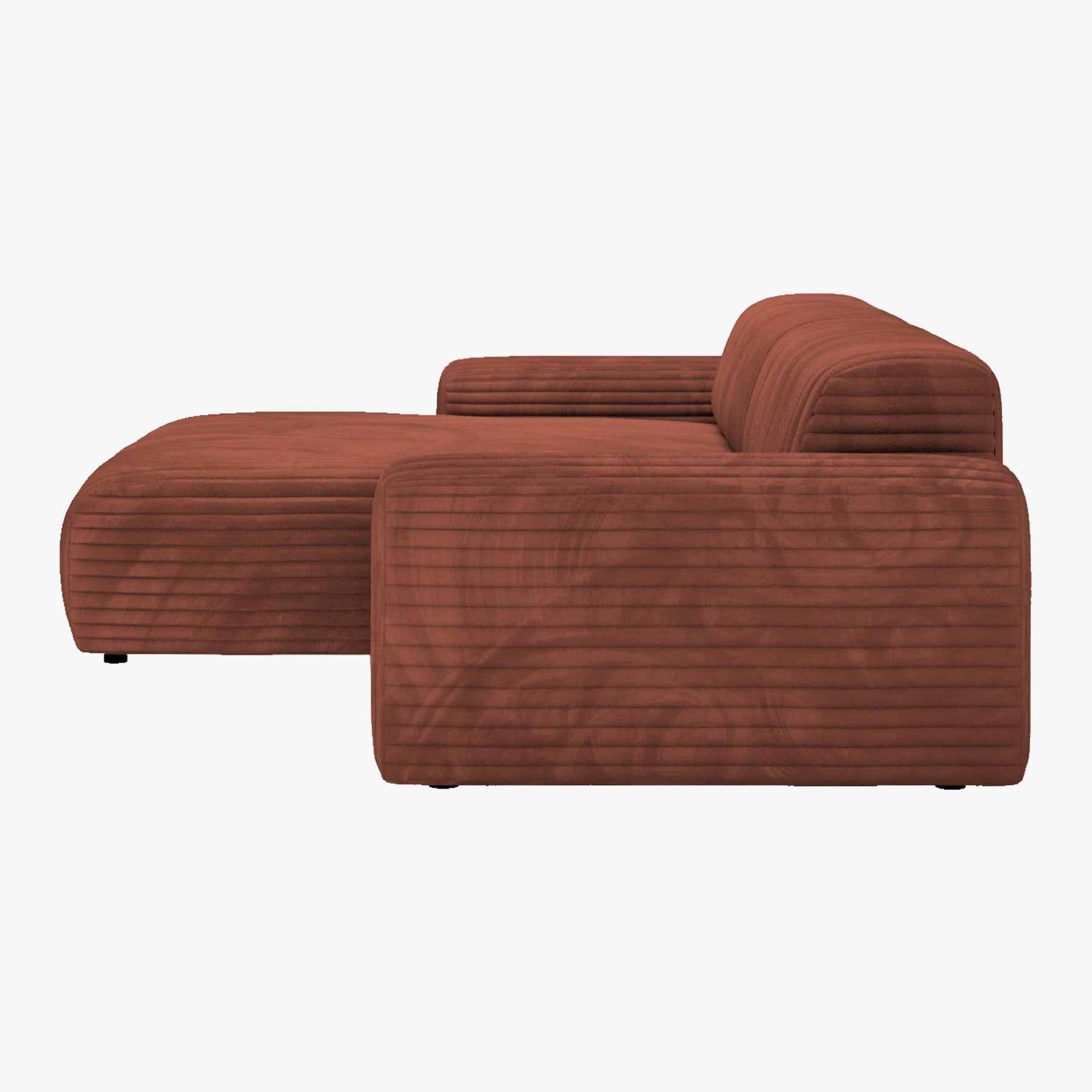 SOFIA Canapé d'angle en velours gros côtelé terracotta - Angle gauche