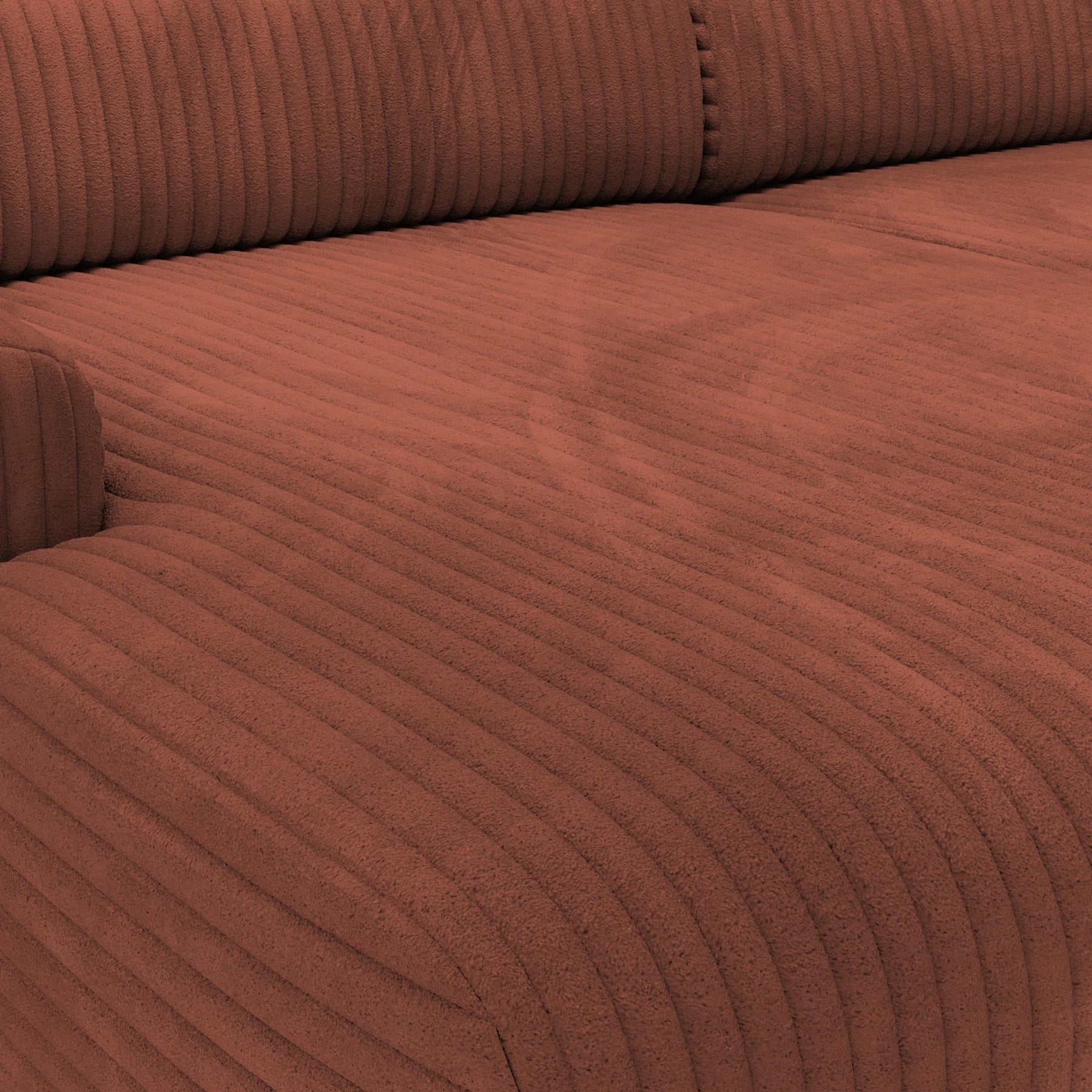 SOFIA Canapé d'angle en velours gros côtelé terracotta - Angle gauche