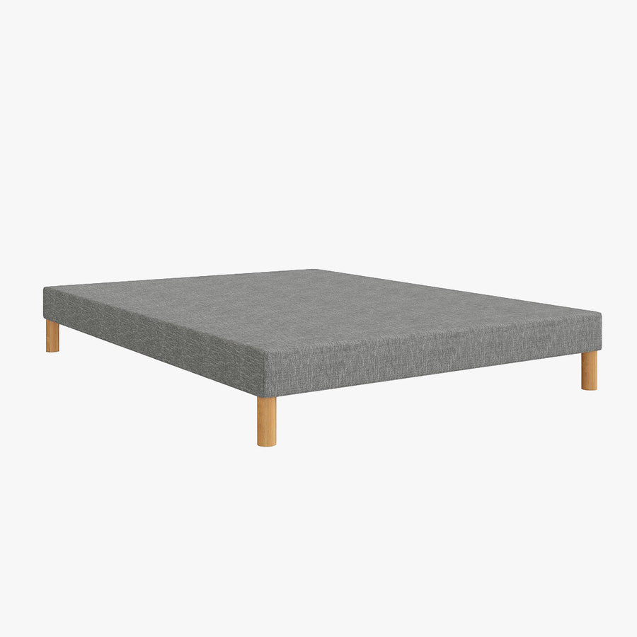 SPRING Sommier tapissier 160x200 tissu gris piètement en bois