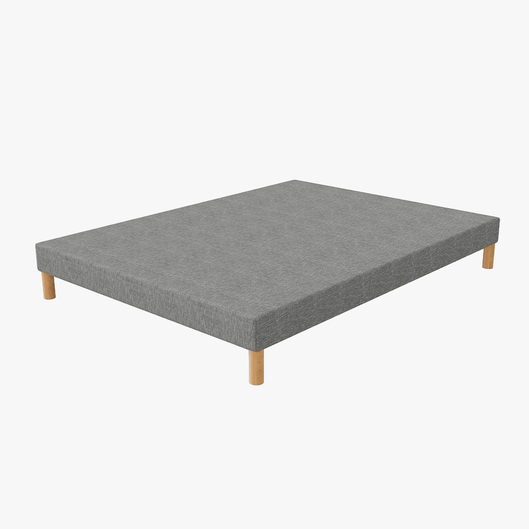 SPRING Sommier tapissier 160x200 tissu gris piètement en bois