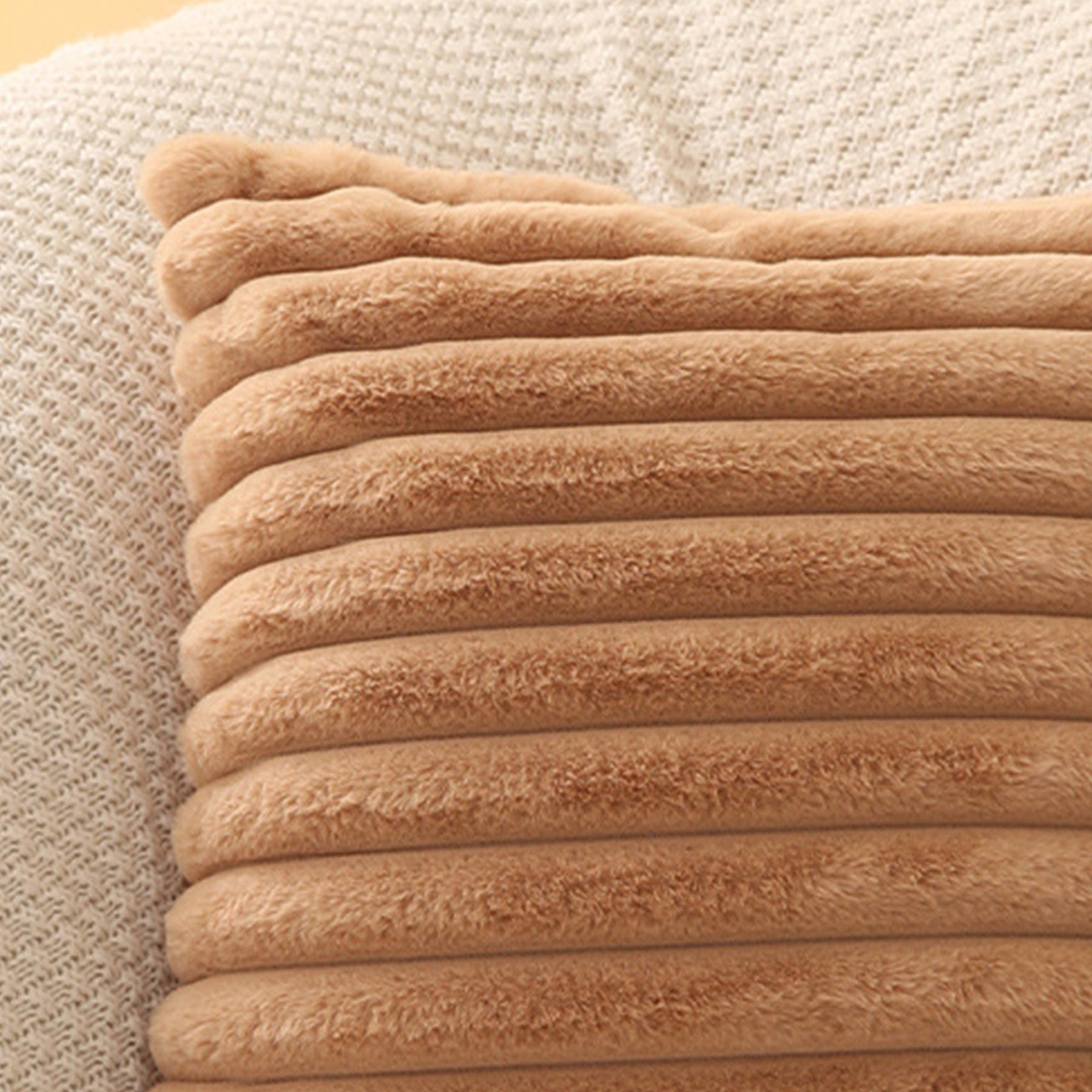 STANLY Coussin carré en tissu côtelé camel 43x43 cm