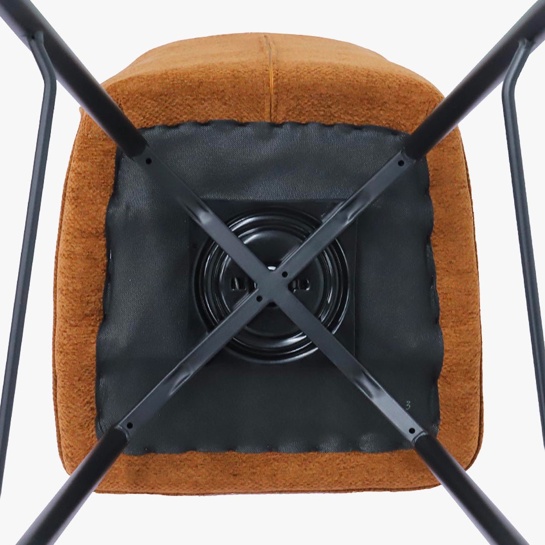 STELA Lot de 2 tabourets pivotants en tissu rouille piètement métal noir