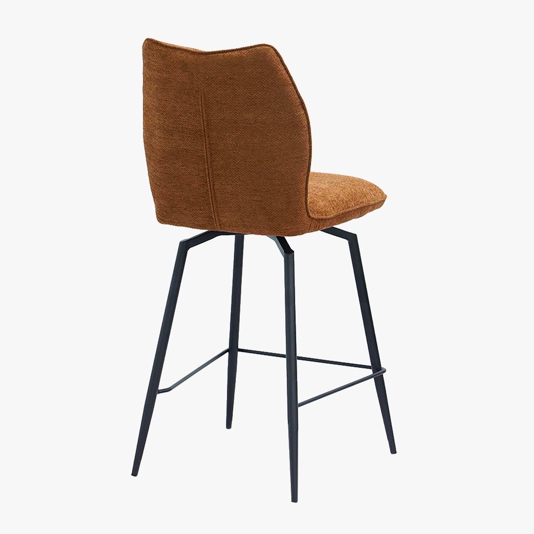 STELA Lot de 2 tabourets pivotants en tissu rouille piètement métal noir