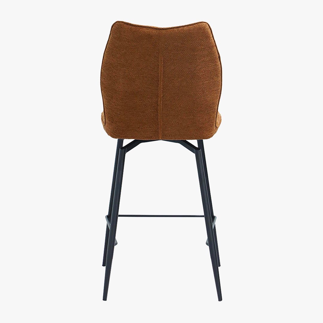 STELA Lot de 2 tabourets pivotants en tissu rouille piètement métal noir