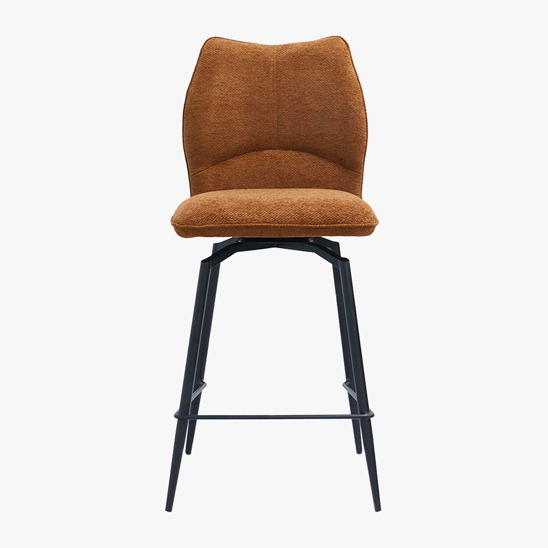 STELA Lot de 2 tabourets pivotants en tissu rouille piètement métal noir