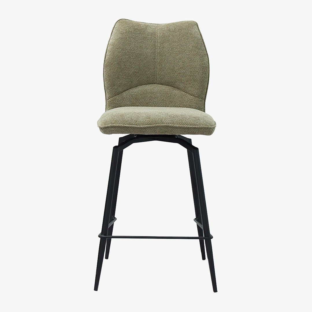 STELA Lot de 2 tabourets pivotants en tissu taupe piètement métal noir