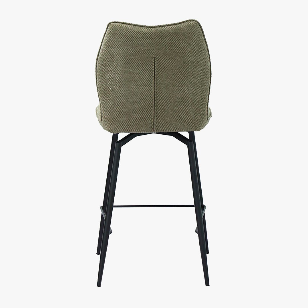 STELA Lot de 2 tabourets pivotants en tissu taupe piètement métal noir