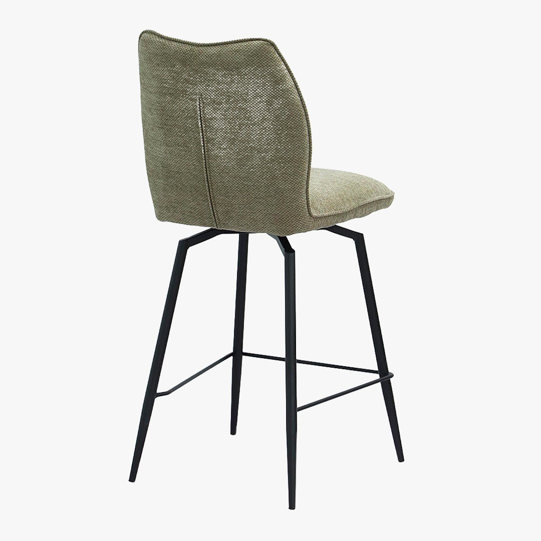 STELA Lot de 2 tabourets pivotants en tissu taupe piètement métal noir