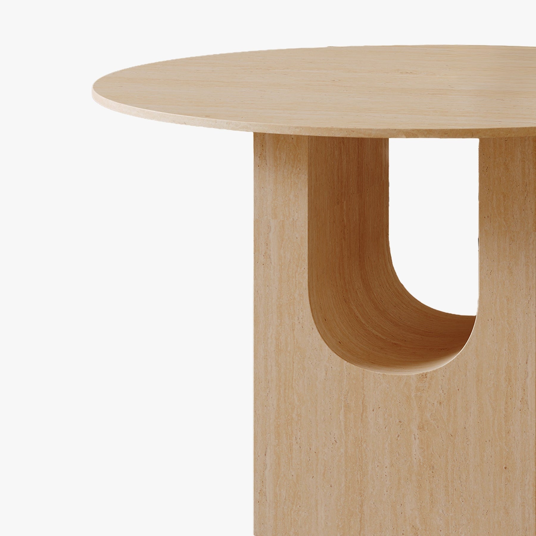 TAYZA Table à manger ronde en marbre d'ingénierie couleur travertin