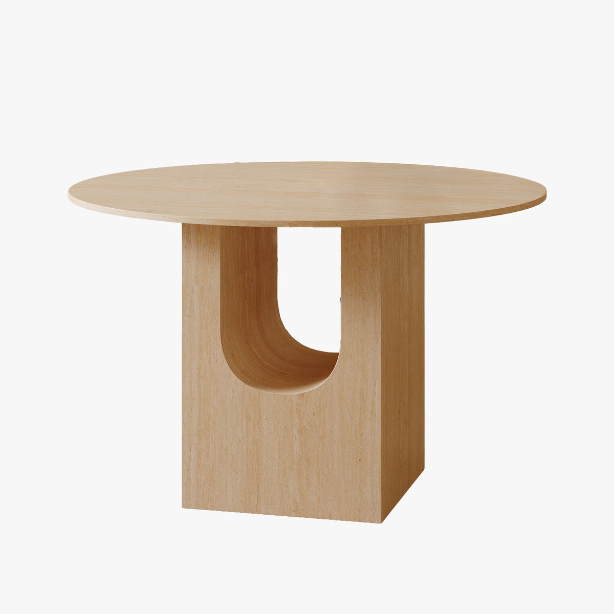 TAYZA Table à manger ronde en marbre d'ingénierie couleur travertin