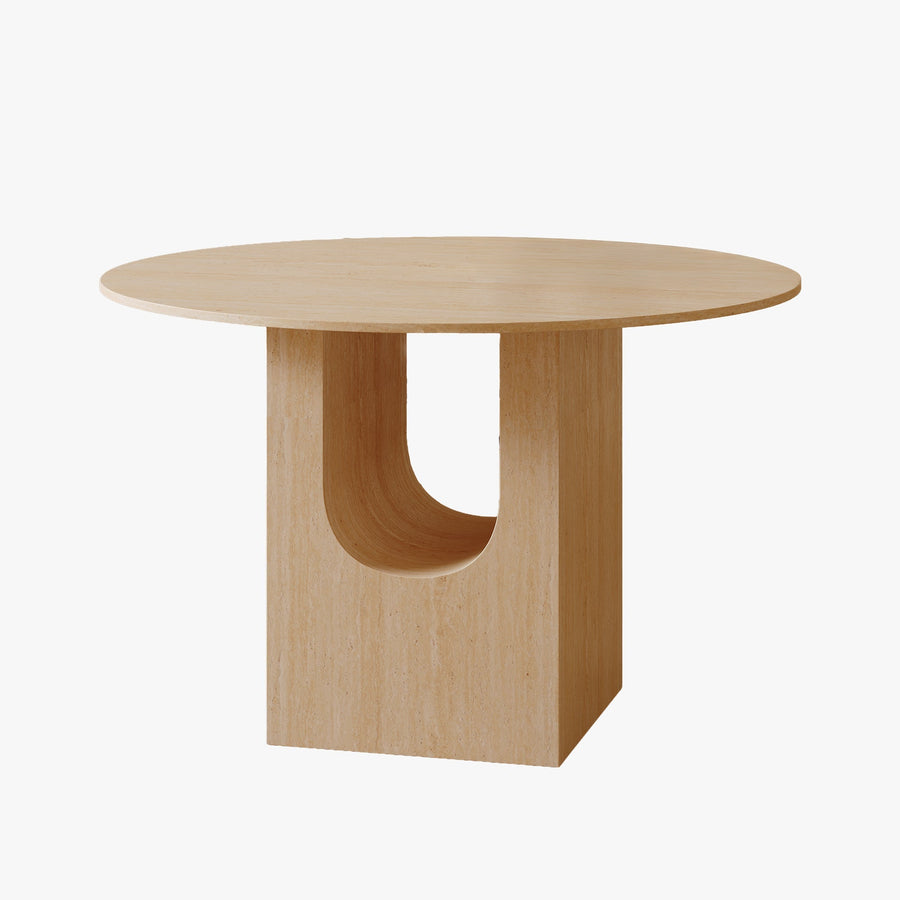 TAYZA Table à manger ronde en marbre d'ingénierie couleur travertin
