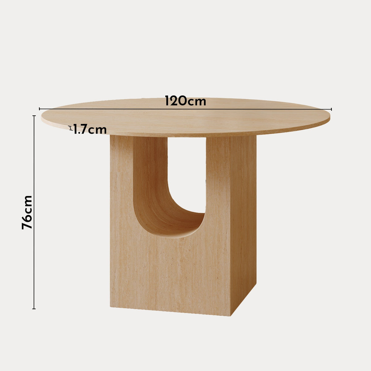 TAYZA Table à manger ronde en marbre d'ingénierie couleur travertin