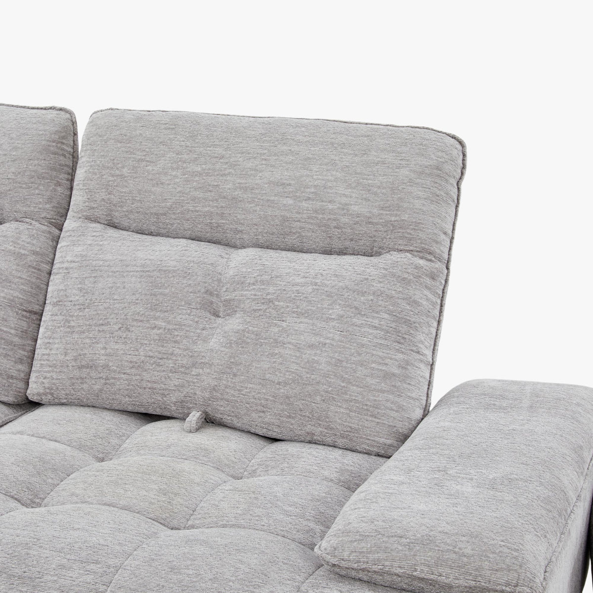 TIAM Canapé d'angle relax électrique en tissu matelassé gris - Angle droit