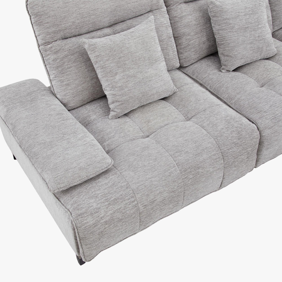TIAM Canapé d'angle relax électrique en tissu matelassé gris - Angle droit