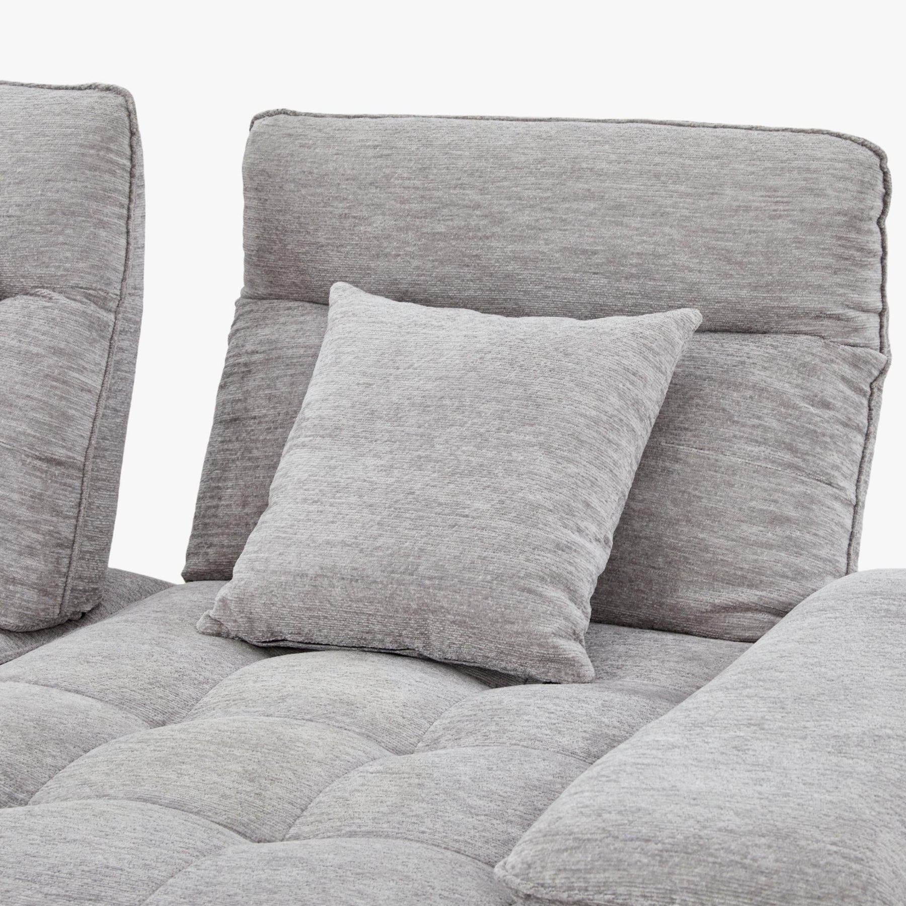 TIAM Canapé d'angle relax électrique en tissu matelassé gris - Angle droit