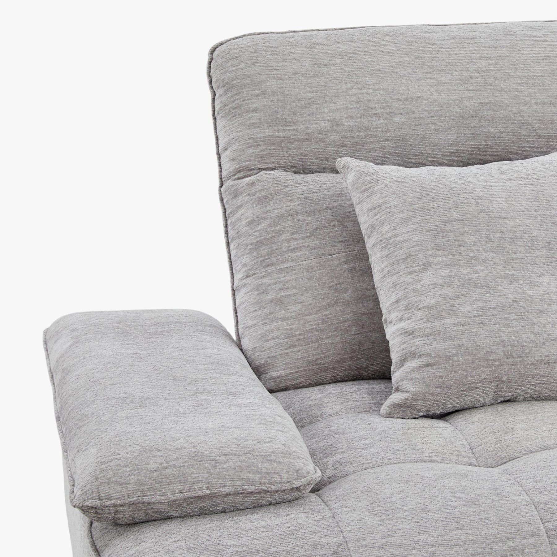 TIAM Canapé d'angle relax électrique en tissu matelassé gris - Angle droit