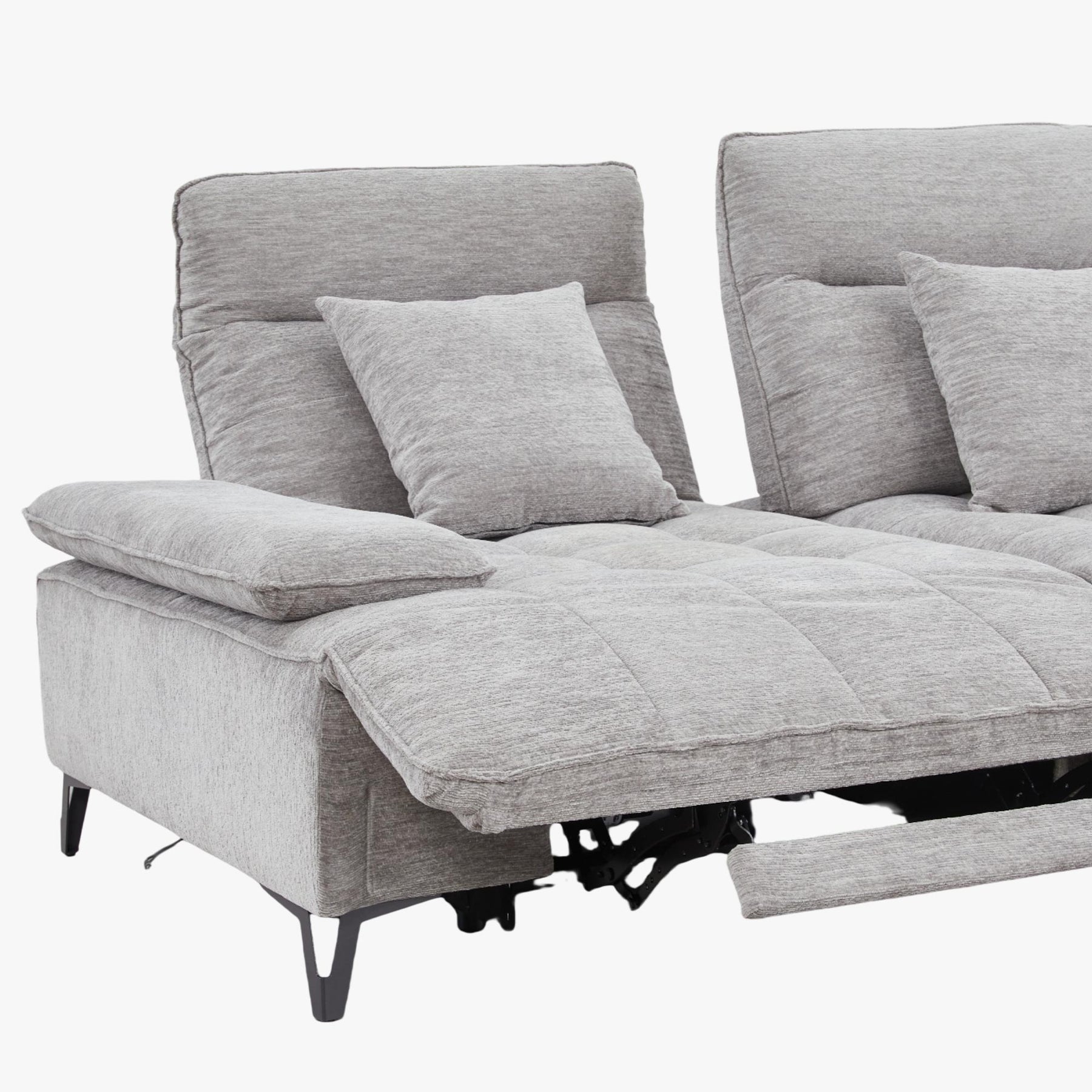 TIAM Canapé d'angle relax électrique en tissu matelassé gris - Angle droit