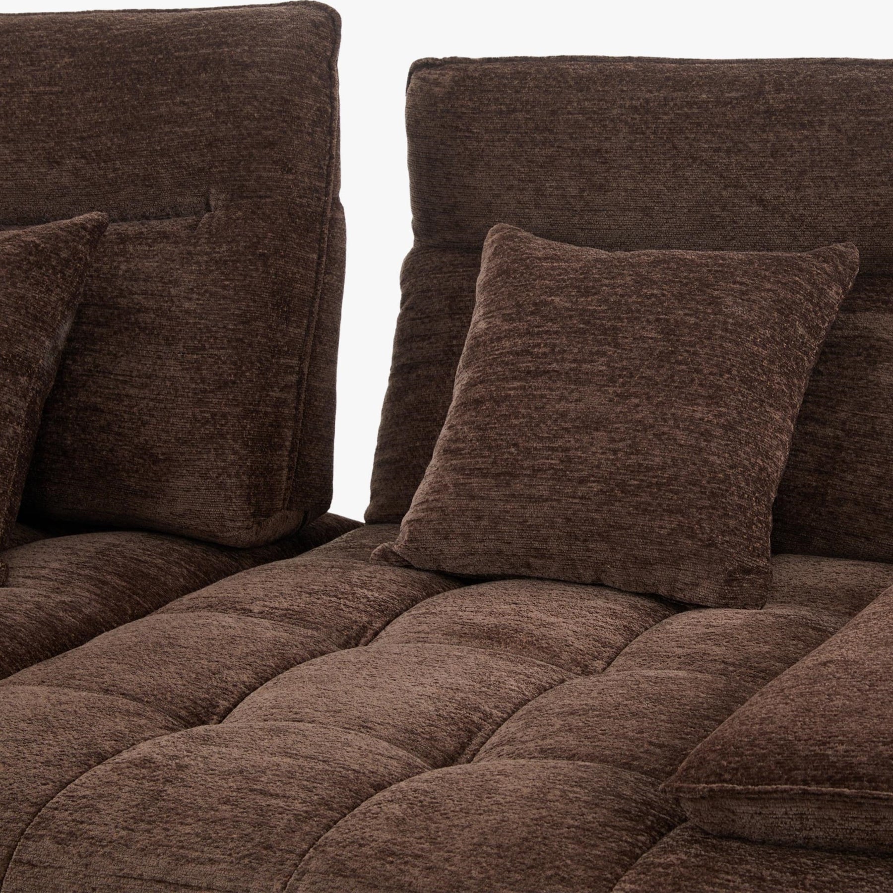 TIAM Canapé d'angle relax électrique en tissu matelassé marron - Angle gauche