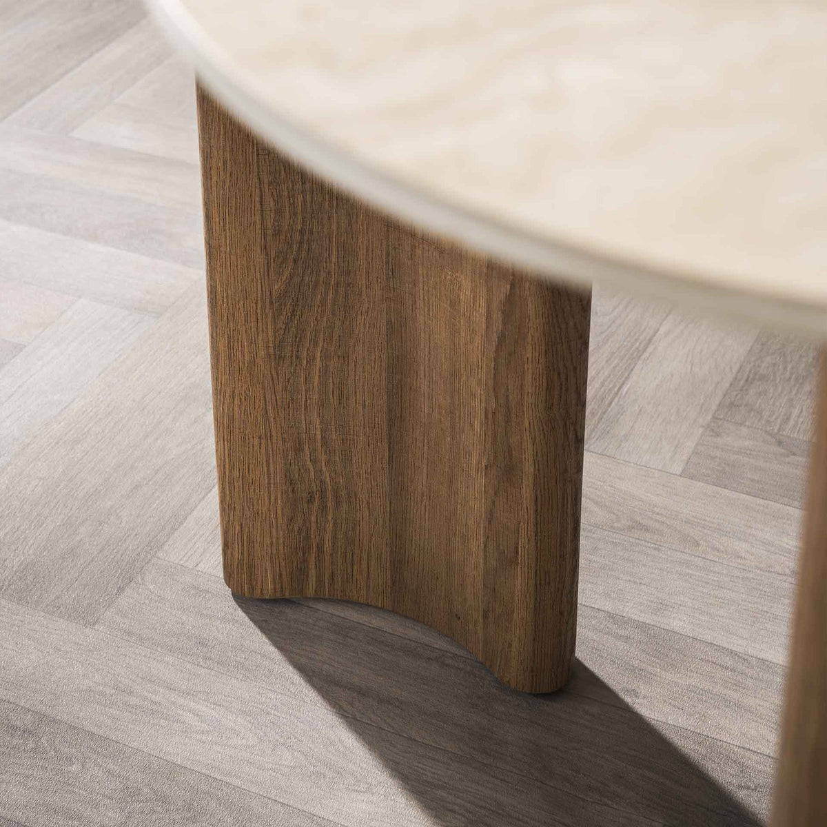TIANA XL Table à manger rectangulaire en céramique beige pieds couleur chêne 180 cm