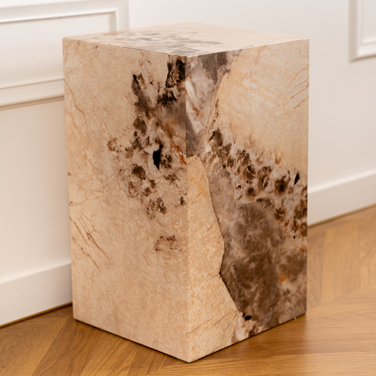 TRESA Table d'appoint marbre d'ingénierie beige et marron