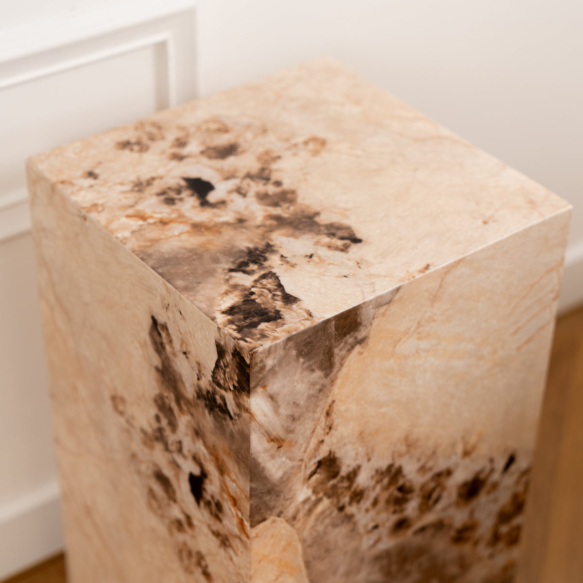 TRESA Table d'appoint marbre d'ingénierie beige et marron