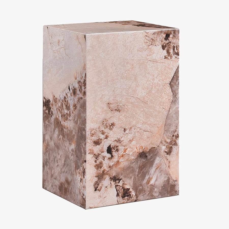 TRESA Table d'appoint marbre d'ingénierie beige et marron
