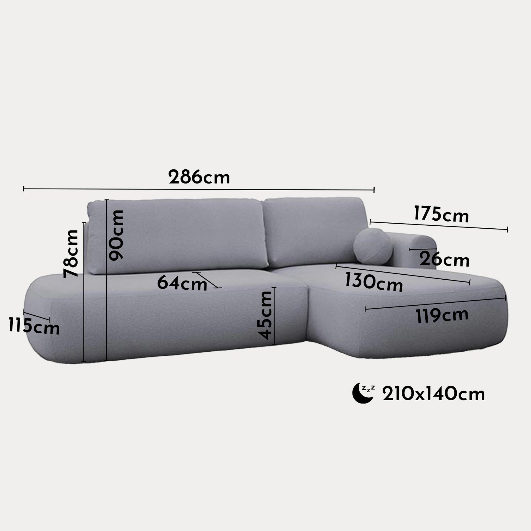 TYLAN Canapé d’angle convertible avec coffre effet peau de mouton gris - Angle droit
