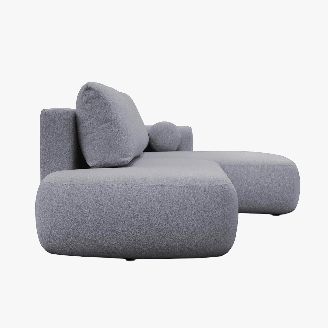 TYLAN Canapé d’angle convertible avec coffre effet peau de mouton gris - Angle droit