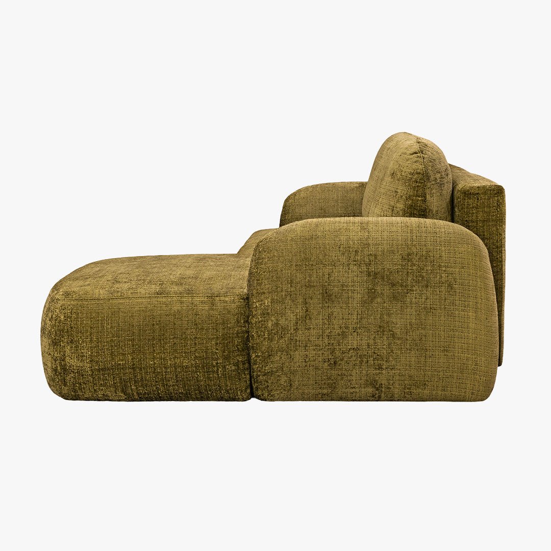 VIONA Canapé d'angle convertible avec coffre en tissu vert - Angle droit
