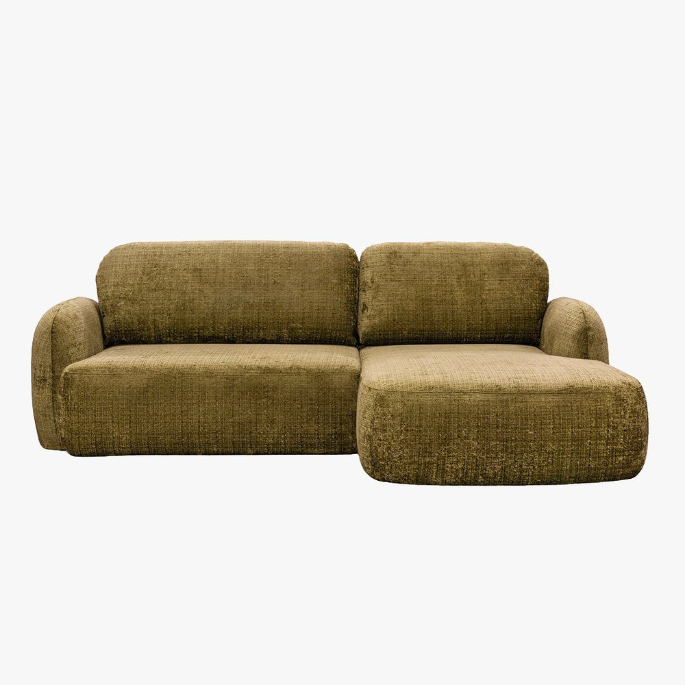 VIONA Canapé d'angle convertible avec coffre en tissu vert - Angle droit