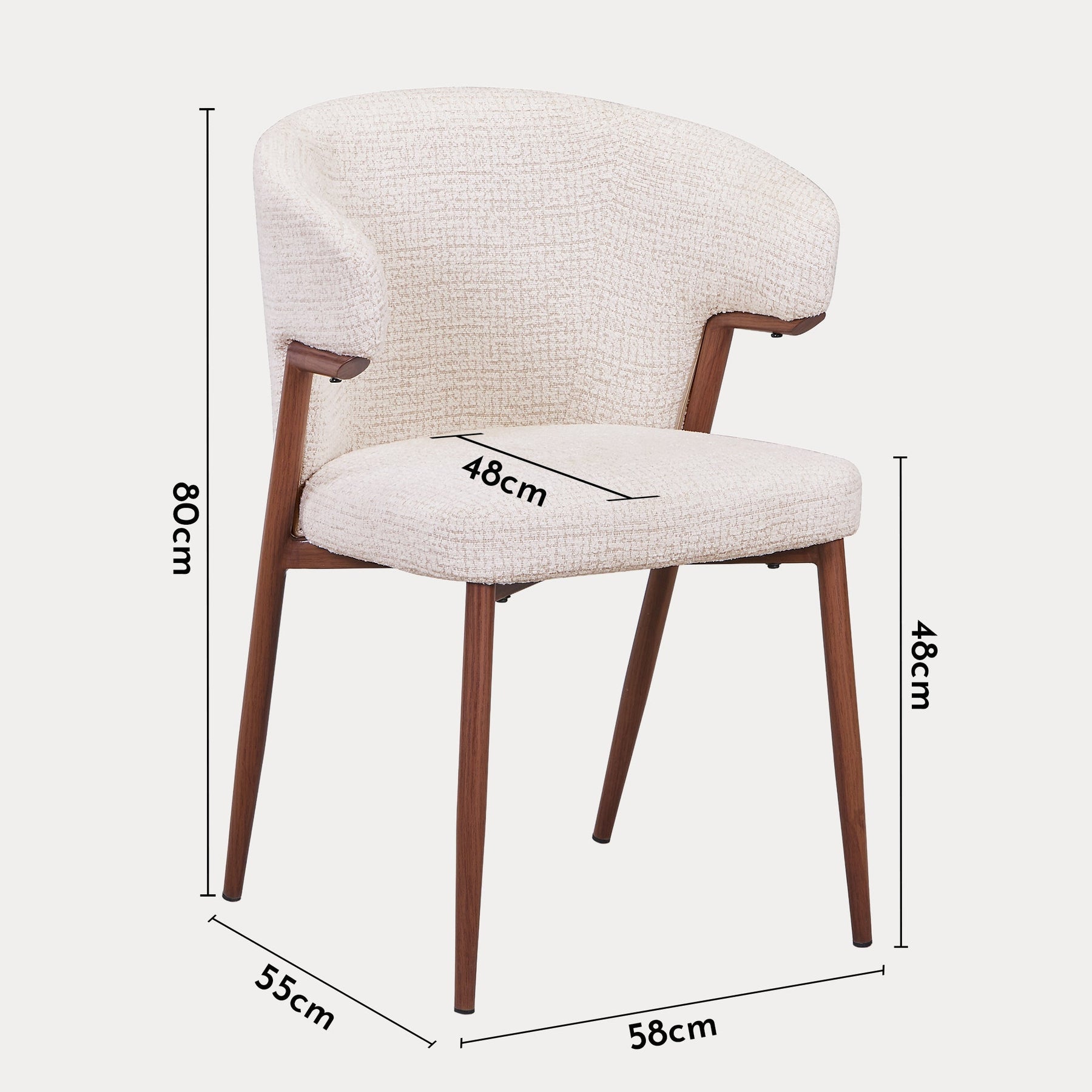 WAYNE Lot de 2 chaises en tissu beige pieds couleur bois foncé