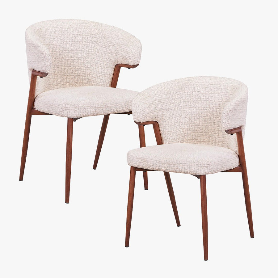 WAYNE Lot de 2 chaises en tissu beige pieds couleur bois foncé