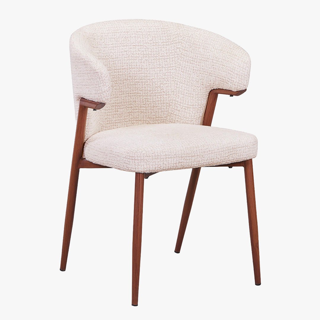 WAYNE Lot de 2 chaises en tissu beige pieds couleur bois foncé
