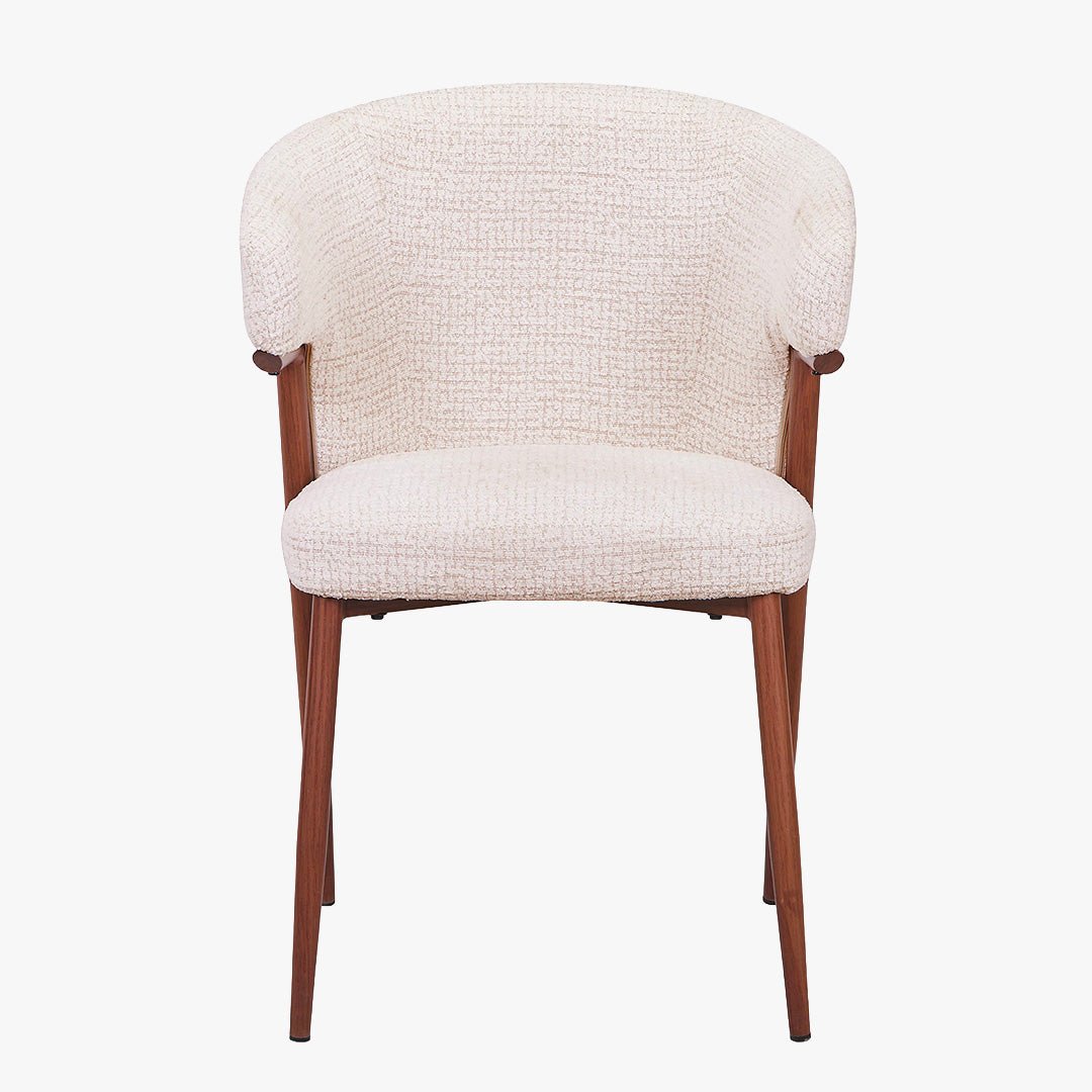 WAYNE Lot de 2 chaises en tissu beige pieds couleur bois foncé