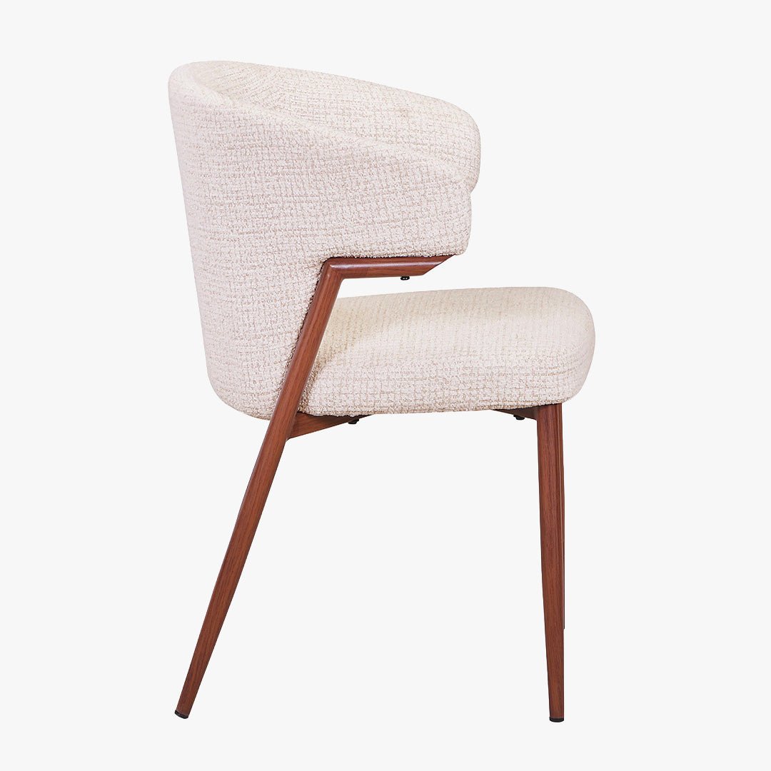 WAYNE Lot de 2 chaises en tissu beige pieds couleur bois foncé