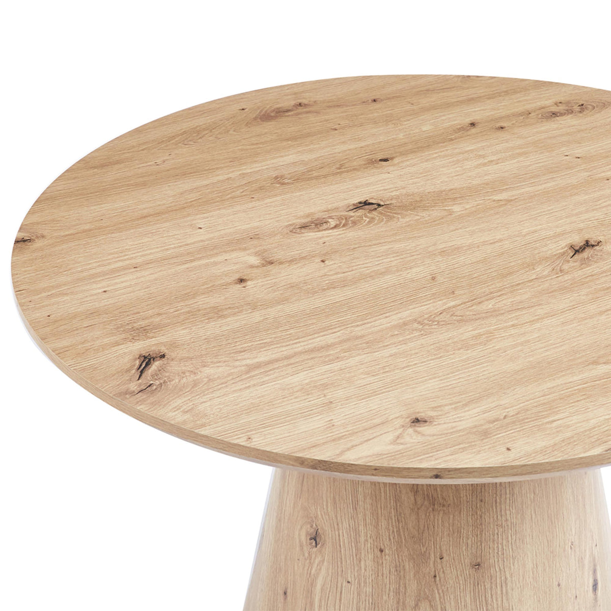 ZAYA Table basse ronde en bois couleur chêne vieilli piètement en cône