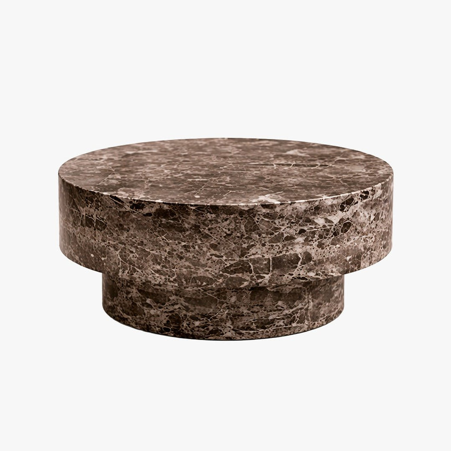 ZENA-70 Table basse ronde en marbre d'ingénierie marron D70 cm