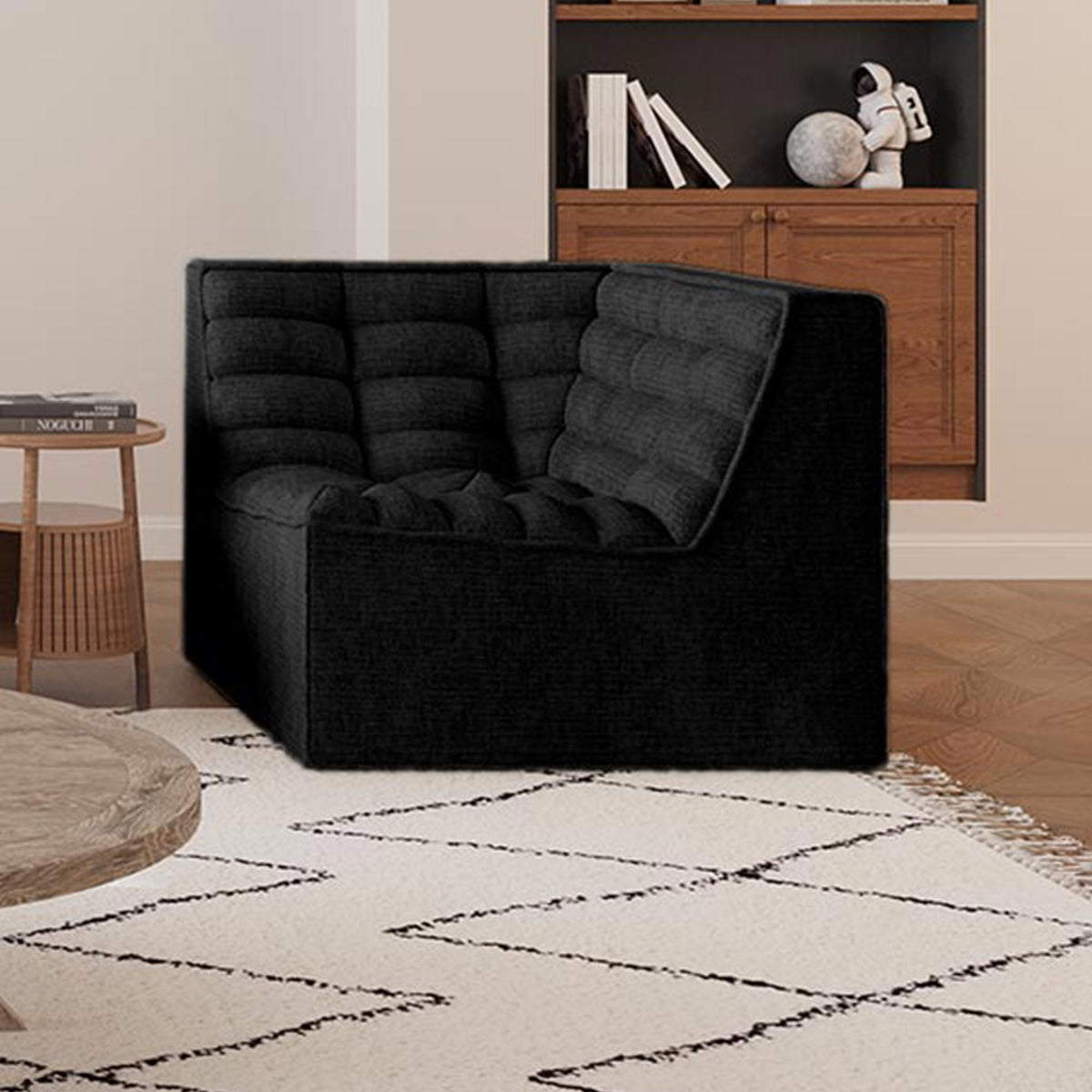 ZEYNA Fauteuil modulable angle réversible tissu noir