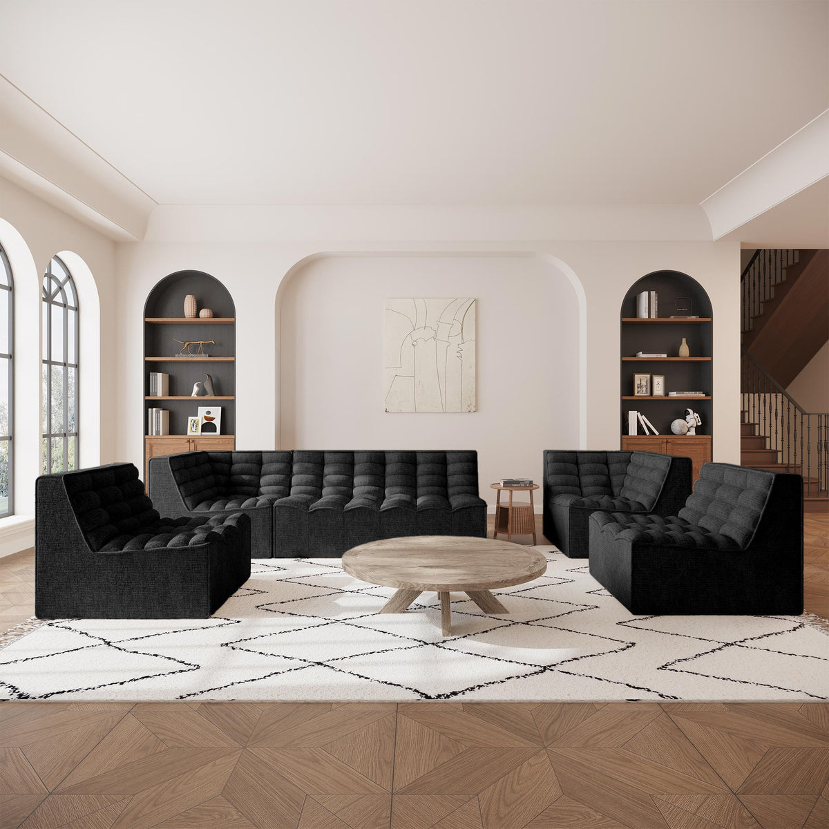 ZEYNA Fauteuil modulable angle réversible tissu noir