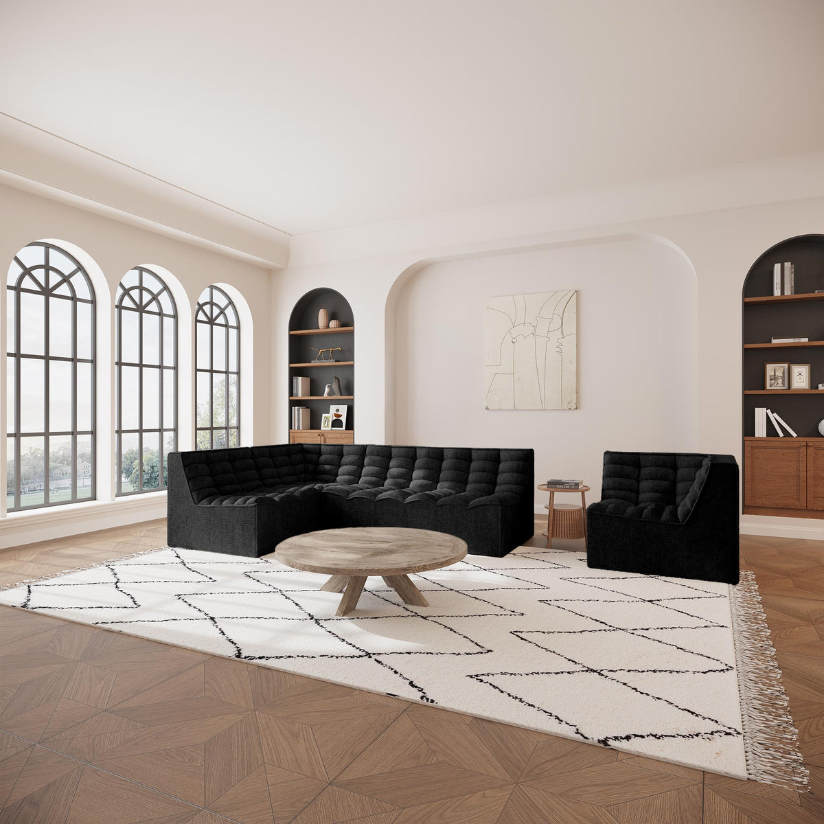 ZEYNA Fauteuil modulable angle réversible tissu noir