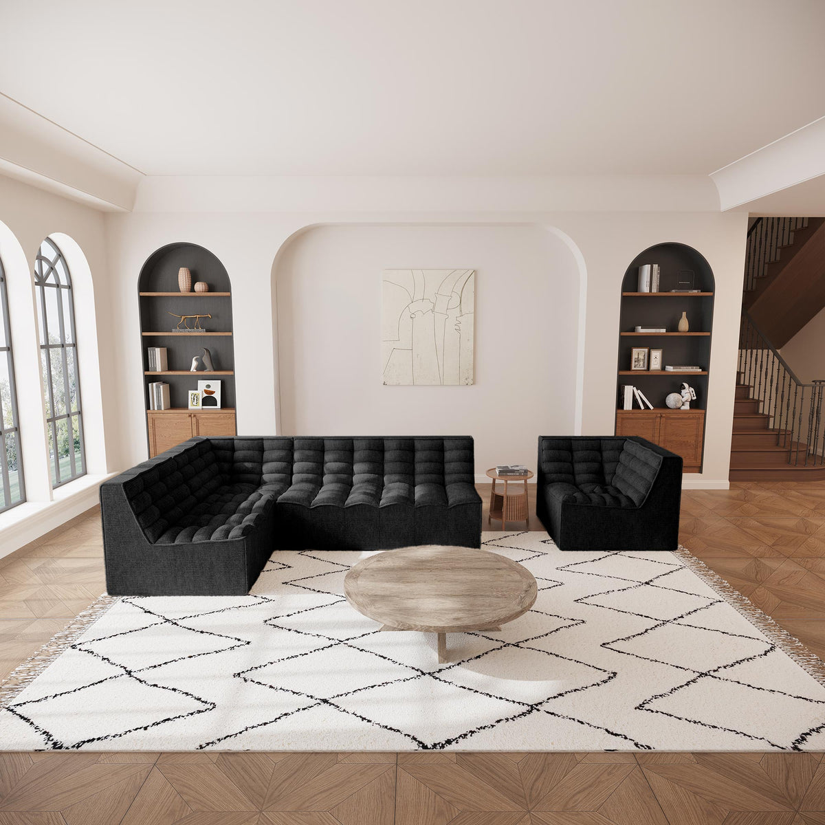 ZEYNA Fauteuil modulable angle réversible tissu noir